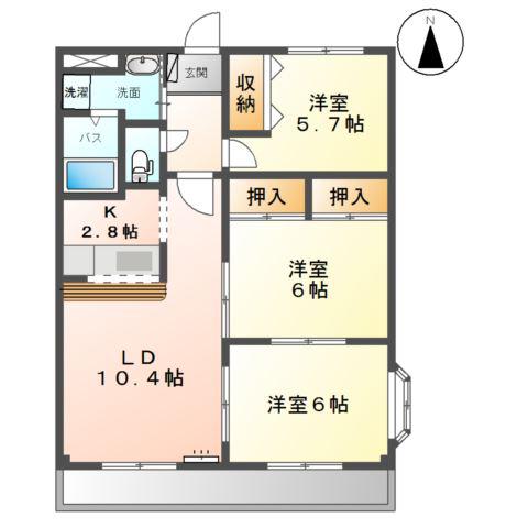 ツインハーティD1(3LDK/1階)の間取り写真