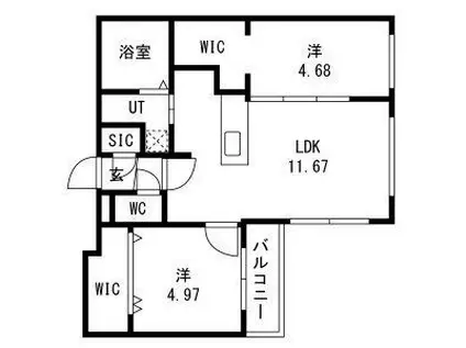 SOURIRE GA-南郷通6丁目北MS(2LDK/4階)の間取り写真