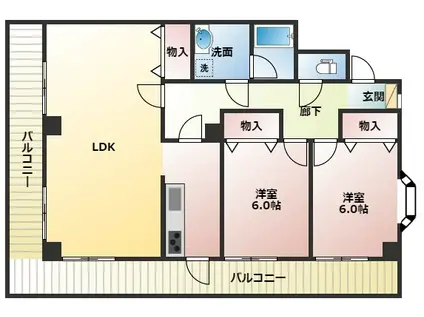 ベリング・アイ(2LDK/3階)の間取り写真
