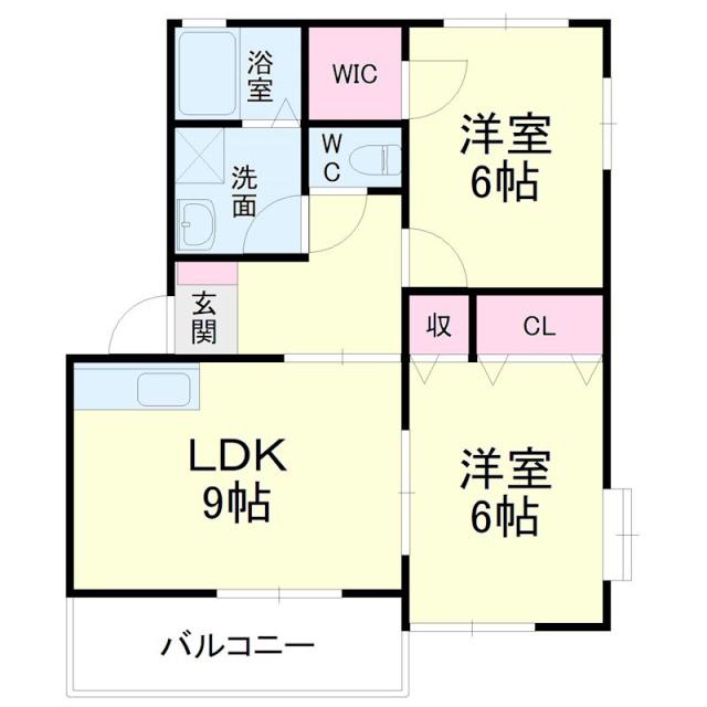 ビバリータウン林B(2LDK/1階)の間取り写真