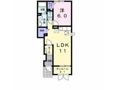 グローリーアカヒラ(1LDK/1階)の間取り写真