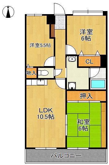 ヴェネーレ徳力(3LDK/2階)の間取り写真