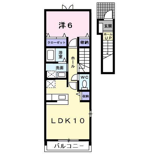 ミューセブン(1LDK/2階)の間取り写真