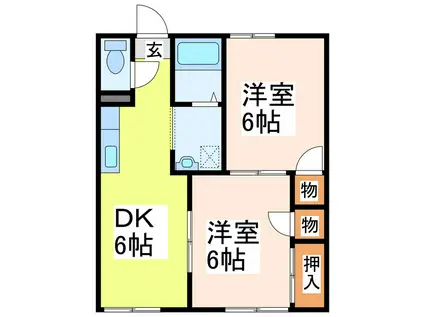 メゾンI(2DK/1階)の間取り写真