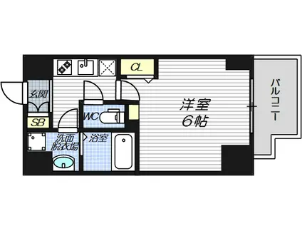 ソルテラスOSAKA塚本(1K/9階)の間取り写真