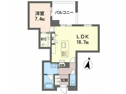 LUANA KAMISUGI(1LDK/2階)の間取り写真