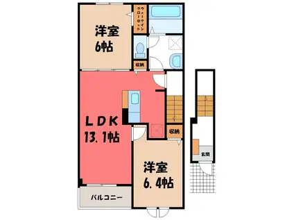 大山ニューライズ II(2LDK/2階)の間取り写真