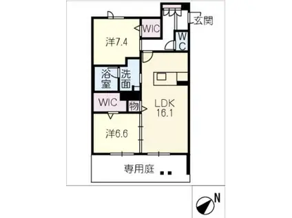 ラフィネ(2LDK/1階)の間取り写真