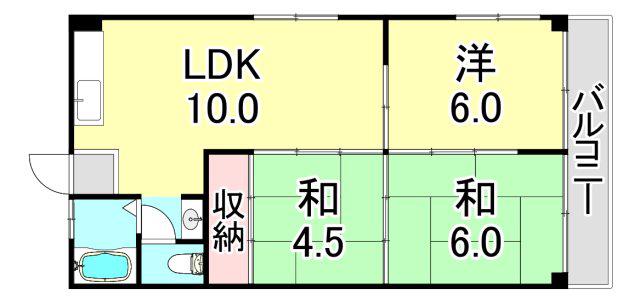 宝田マンション(3LDK/1階)の間取り写真