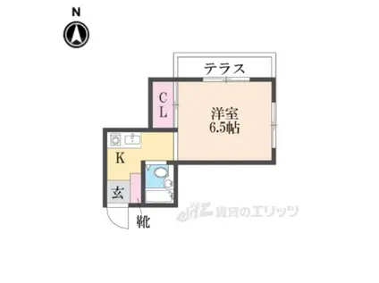 ヒルズ御願塚(ワンルーム/1階)の間取り写真