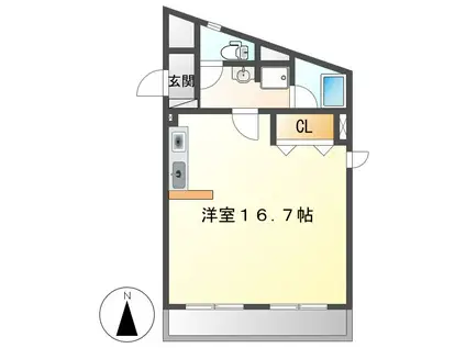 エスパシオ(ワンルーム/6階)の間取り写真