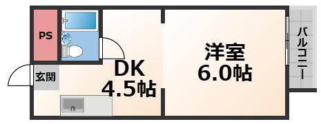 プレアール新今里V(1DK/4階)の間取り写真