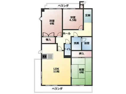 ソレアード千代鶴(3LDK/3階)の間取り写真