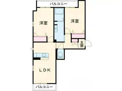 ベレオグルース西紺屋(2LDK/2階)の間取り写真