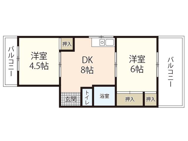 竹本ビル(2DK/3階)の間取り写真
