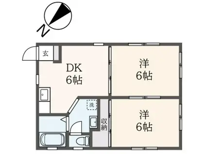サンシティサファイア(2DK/1階)の間取り写真