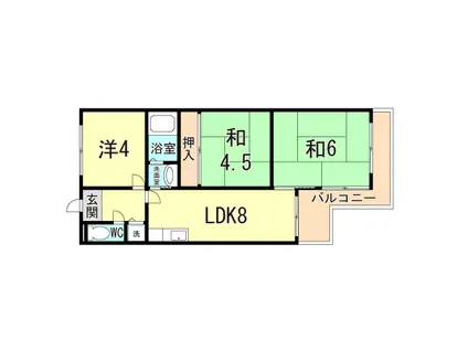 トキワ西山ハイツ(3LDK/1階)の間取り写真