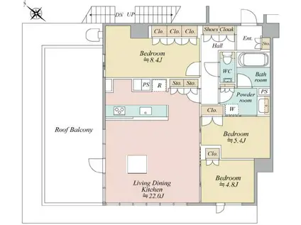 プレミスト赤坂檜町公園(3LDK/4階)の間取り写真