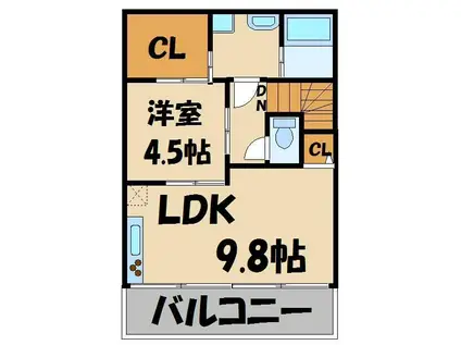 アウラ ラクース(1LDK/2階)の間取り写真