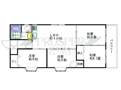 レジデンス中川(4LDK/4階)の間取り写真