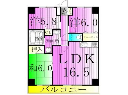 RAFFINE壹番館(3LDK/3階)の間取り写真