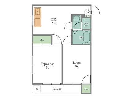 ファイン・ライフ・オークラ(2DK/2階)の間取り写真