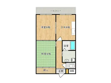 シャトレSI原寺(2DK/4階)の間取り写真