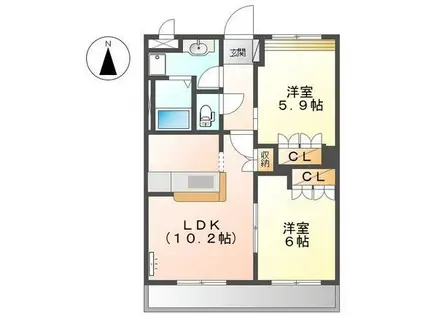 ペニーレイン(2LDK/2階)の間取り写真