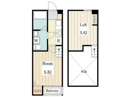 パルク八王子(1K/2階)の間取り写真