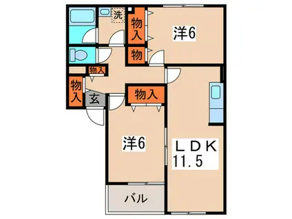 コモンズあざみ野B(2LDK/2階)の間取り写真