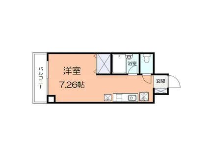 アルカディアK(ワンルーム/2階)の間取り写真