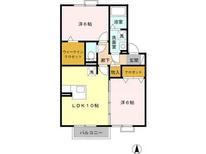 クレール(2LDK/2階)の間取り写真