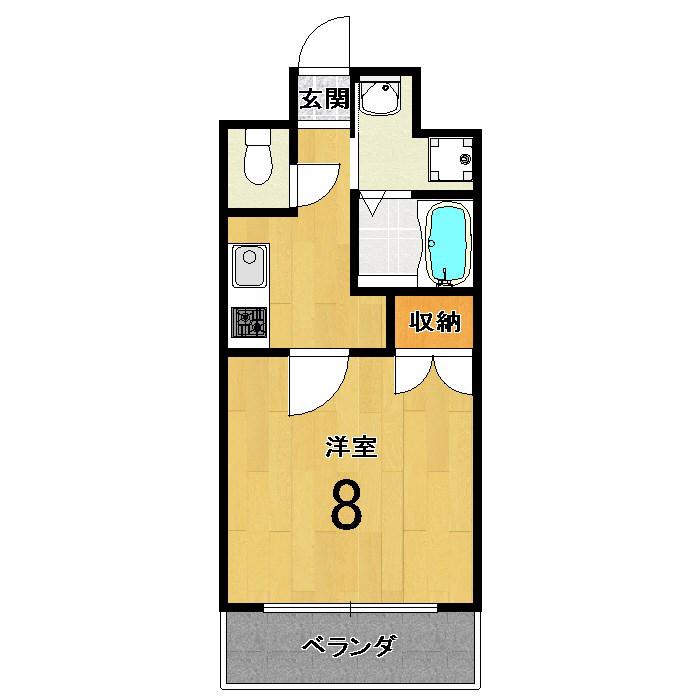 ティムール九条(1K/3階)の間取り写真