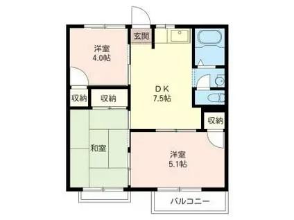 クレールメゾン S(3DK/2階)の間取り写真