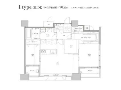 エンクレスト博多STYLE(3LDK/13階)の間取り写真