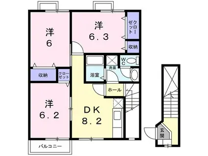 アンプルールI(3DK/2階)の間取り写真