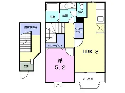 リヴィエール(1DK/2階)の間取り写真