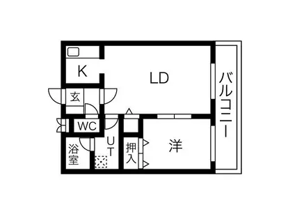 アビタシオン厚別中央(1LDK/2階)の間取り写真