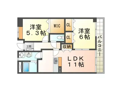 ブルックヴィラ(2LDK/1階)の間取り写真