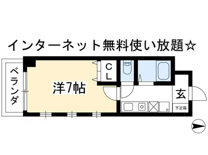 ロイヤルコート西賀茂(1K/2階)の間取り写真