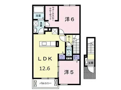 フィオーレ プリート II(2LDK/2階)の間取り写真