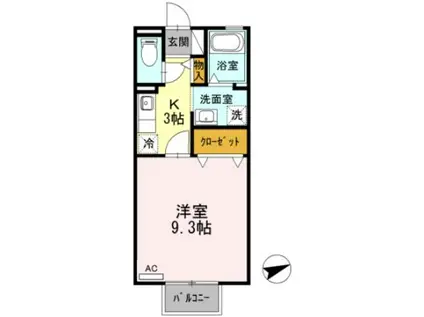 ルーチェ錦 B(1K/2階)の間取り写真