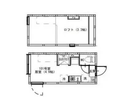 BLUE SANDS(ワンルーム/1階)の間取り写真