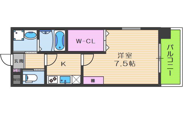 KAUNIS都島(ワンルーム/4階)の間取り写真