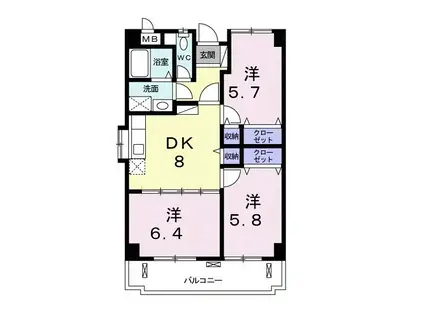 HILLSTAKARA(3DK/1階)の間取り写真