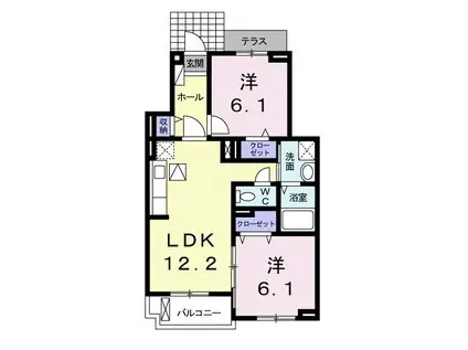 アプリコットI(2LDK/1階)の間取り写真
