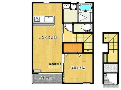 アヴニエール(1LDK/2階)の間取り写真