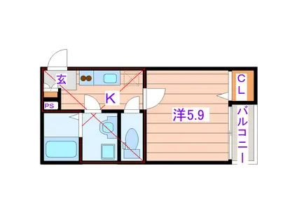 ラミアカーサ(1K/2階)の間取り写真