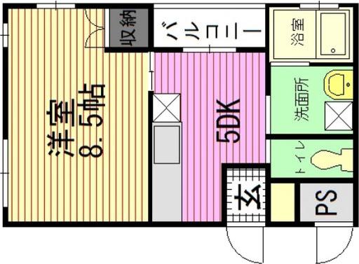 FLECHIR-KUB(1DK/2階)の間取り写真