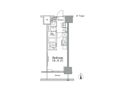 パークハビオ飯田橋(ワンルーム/7階)の間取り写真